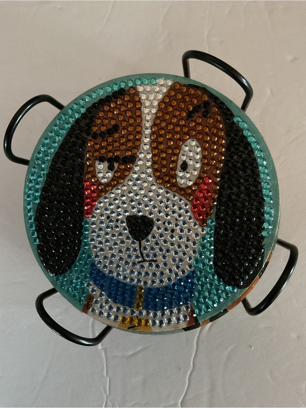 Set of 8 w/holder Colorful Dog Face Pet Coasters – Multi-Color fun.